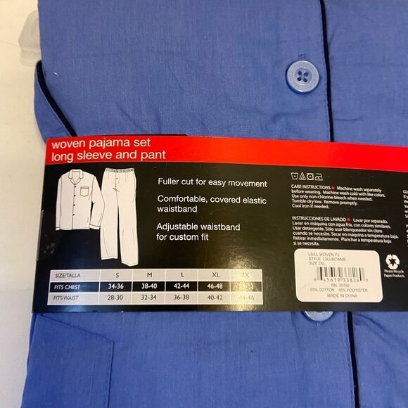 New Mens Hanes pajamas pants and shirt set Xxl blue - Picture 4 of 5